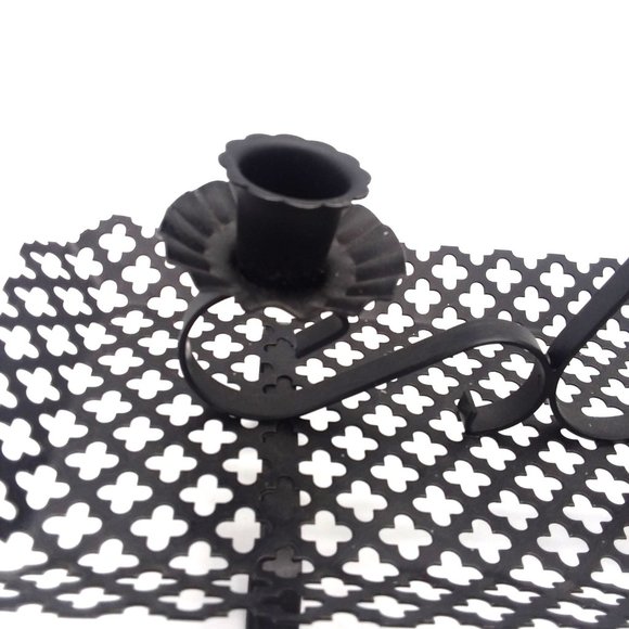 Mesh Candle Holder Centerpiece VTG Black Metal Candleabra HOMCO Votive Holder - Picture 4 of 8